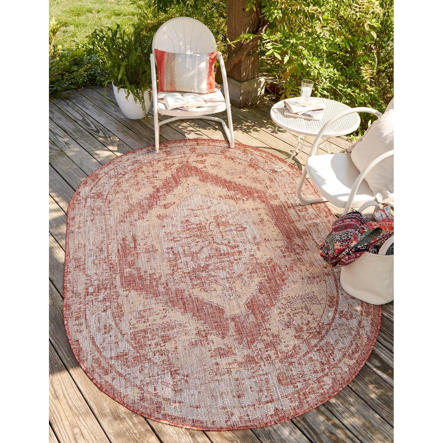 Outdoor Nirie Collection Area Rug Rust Red - 7'10