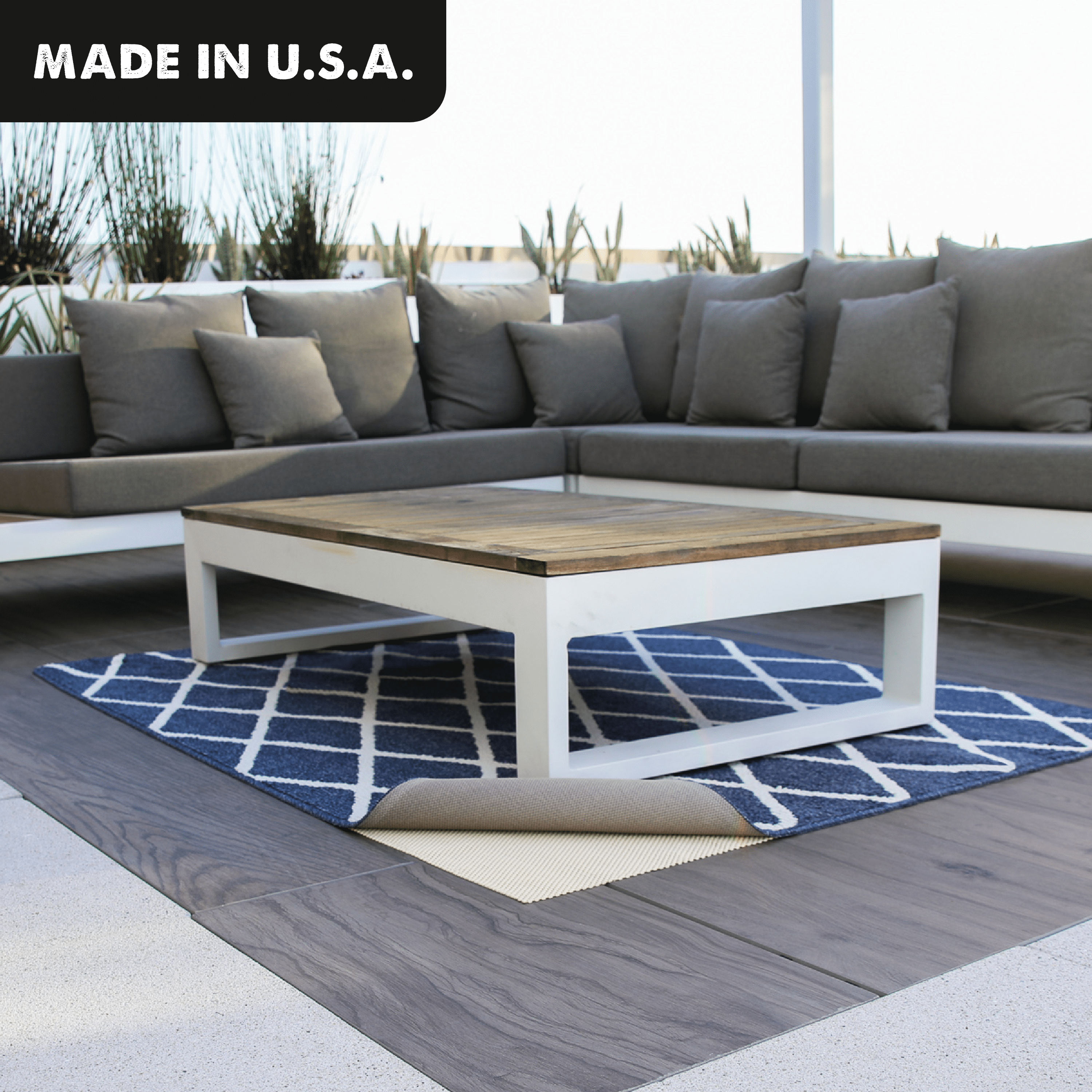 Ivory 9' x 12' Outdoor Non-Slip Rug Pad with Vinyl Coating