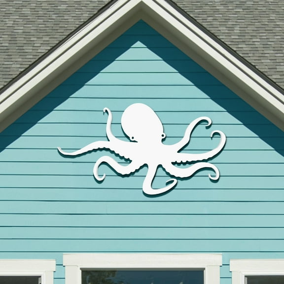 Outdoor Octopus Wall Art – PVC Coastal Beach House Decoration – Octopus Sign – Weatherproof Nautical Wall Hanging – Ocean-Inspired Home Decor, 4 Foot