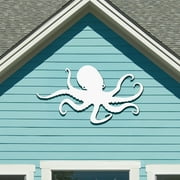 Outdoor Octopus Wall Art   PVC Coastal Beach House Decoration   Octopus Sign   Weatherproof Nautical Wall Hanging   Ocean-Inspired Home Decor, 4 Foot
