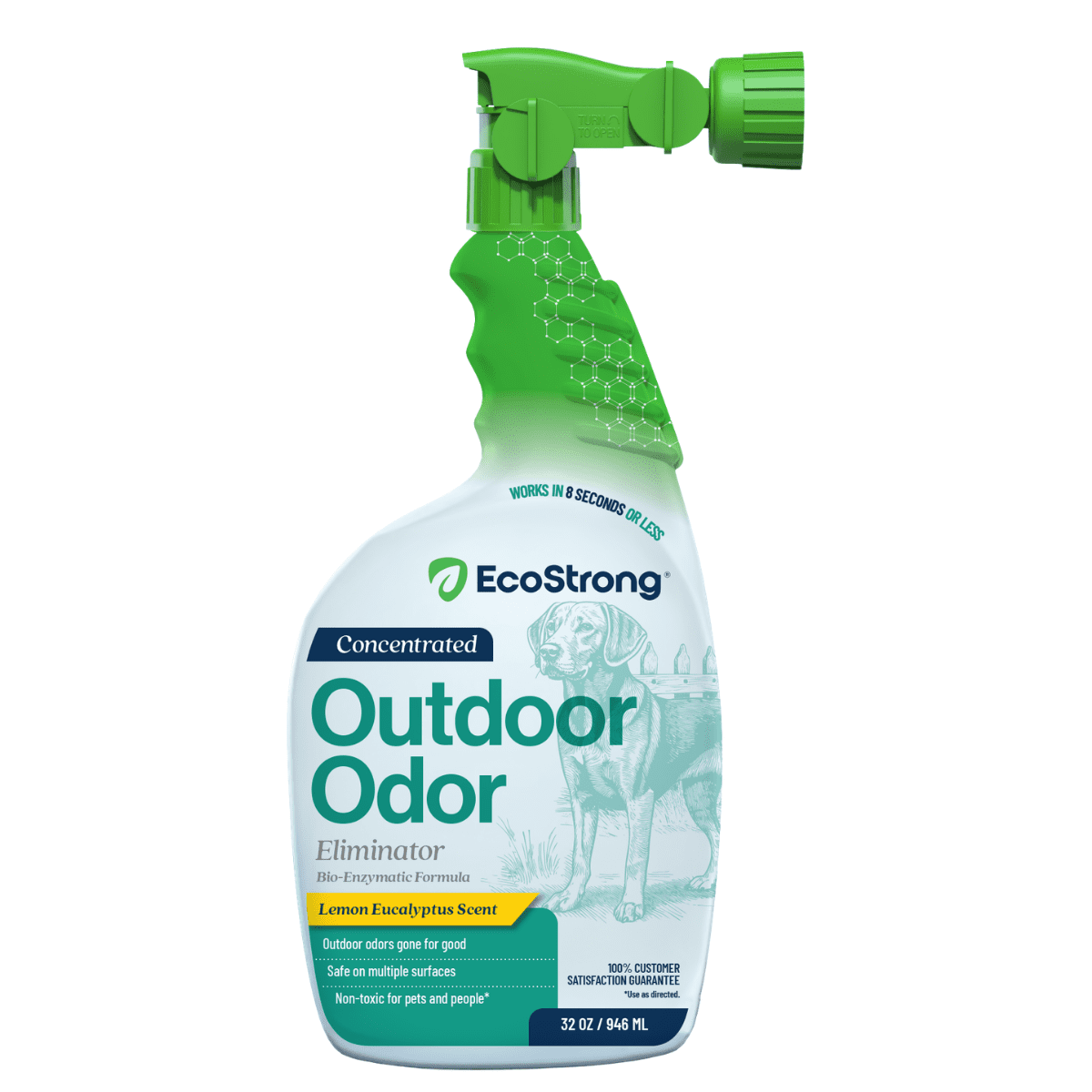 Eco Strong Outdoor Odor Eliminator: Dog and Cat Deodorizing Spray, Eucalyptus Scent, 32 oz Bottle