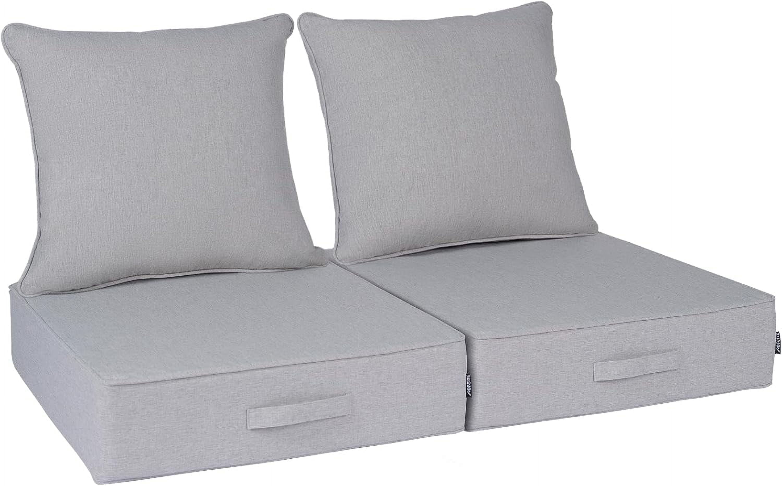 24''x 24''x 6'' 2PCS Outdoor Olefin Water-Resistant Deep Seat Cushion Set,  Weather and Fade Resistant Patio Furniture Seat Cushion, Thickened Sofa Chair Pad with Straps for Lawn, Garden