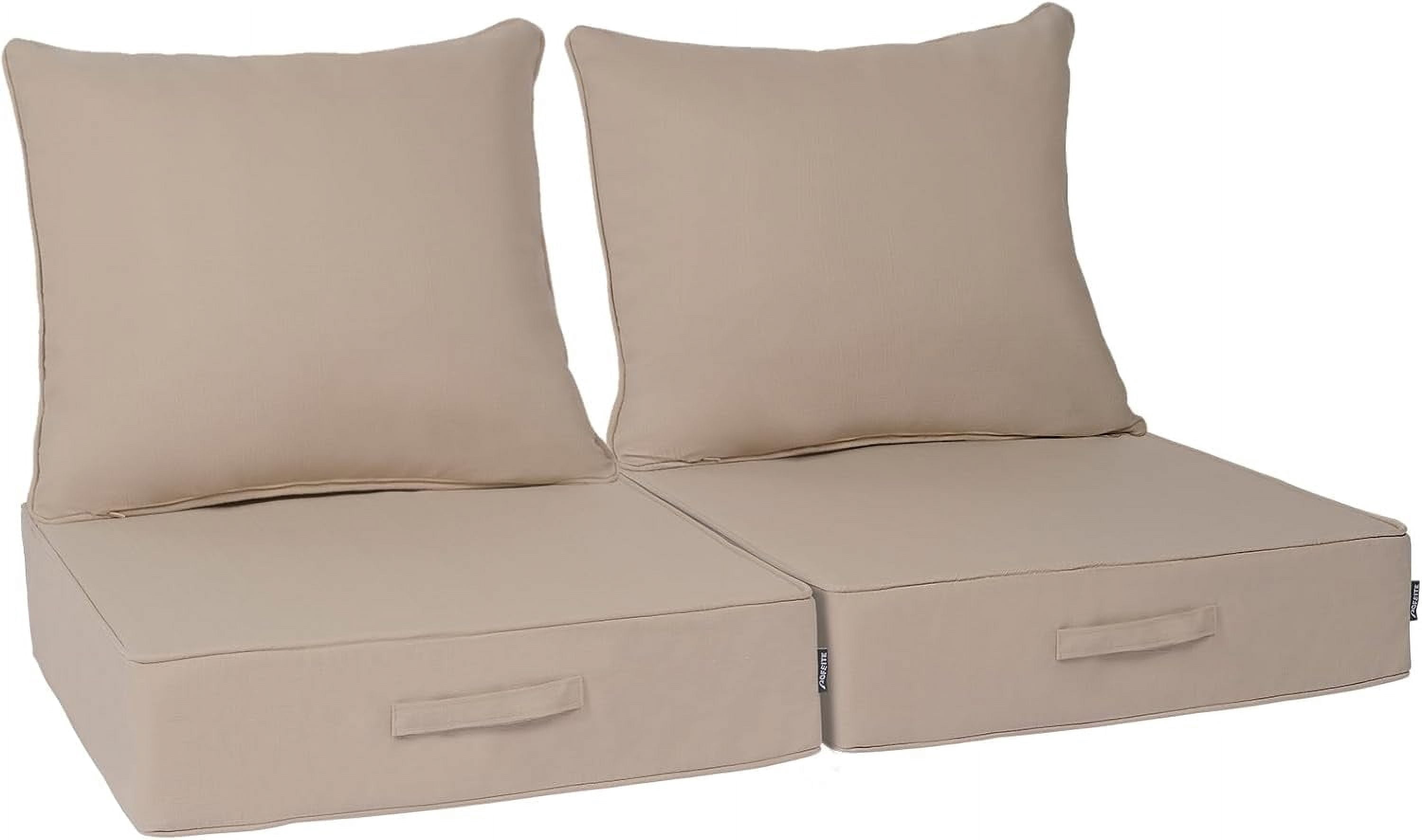 Aofit Outdoor Olefin Foam Deep Seat Cushion, Patio Chair Cushion and Pillow, Waterproof Sectional Sofa Pad with Straps