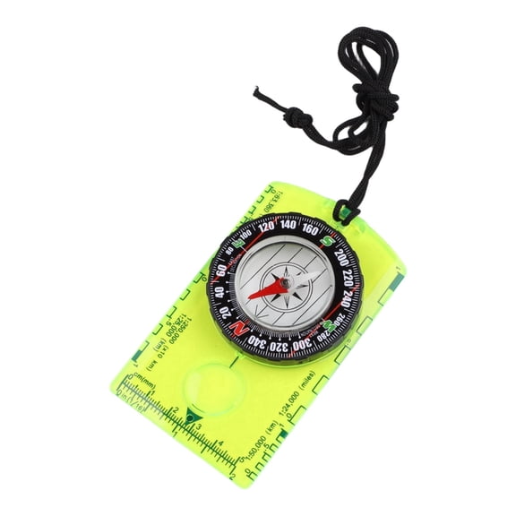Plastic Orienteering For Compass with Magnifier, Scale Ruler and Direction Indicator for Hiking, Camping, For Map Read, Outdoor Travel, Green