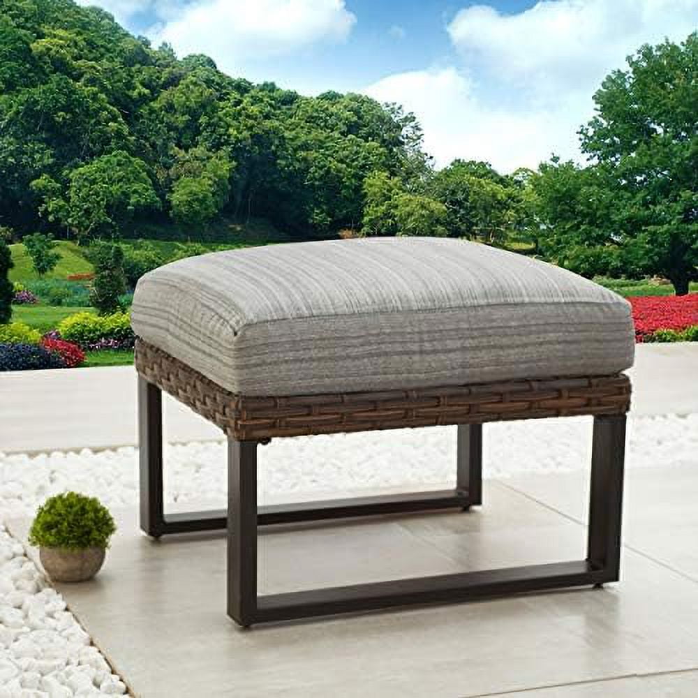 Outdoor Ottoman Footstool Wicker Small Seat Patio Rattan Furniture With