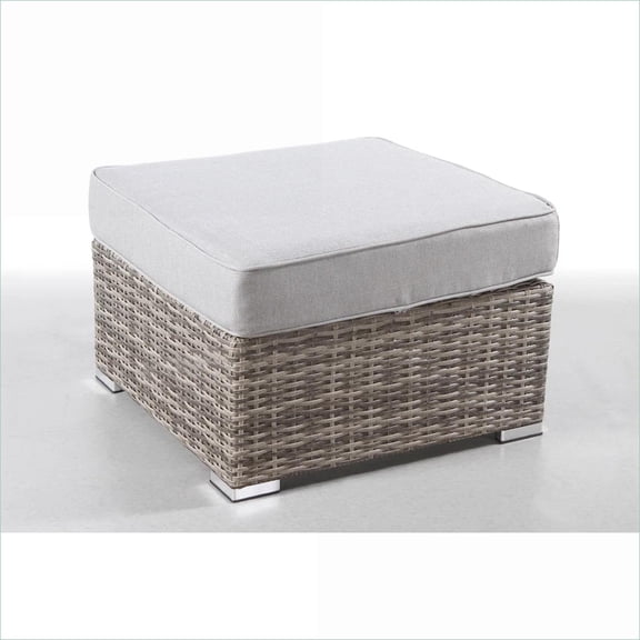 Outdoor Ottoman | Fully Assembled Weather Resistant Cushioned for Patio Backyard | Slate Gray | Grey | Wicker