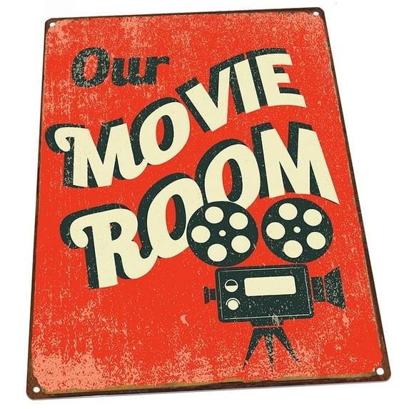 Outdoor Our Movie Room 9"x12" Metal Sign, Wall Decor for Home Theater or Family Room, Guaranteed Not to Fade for 4 Years