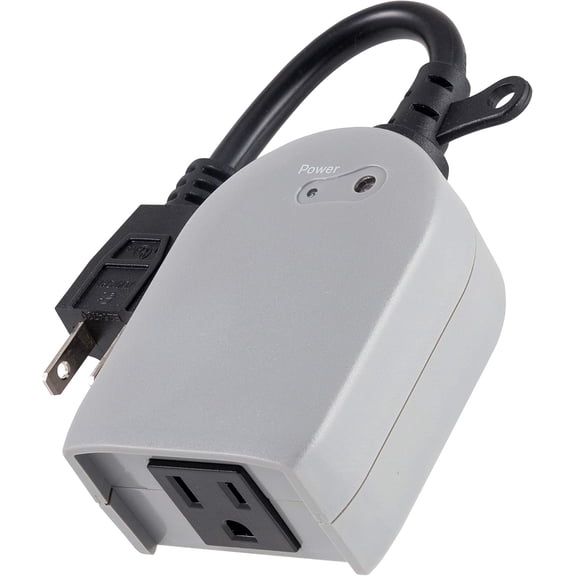 Outdoor Outlet Timer, Dusk-to-Dawn Sensor, Single Outlet Light , Simple Automation, Weather-Resistant, Seng , Seasonal Lights , Landscape, 1 Pack, Gray, 53634