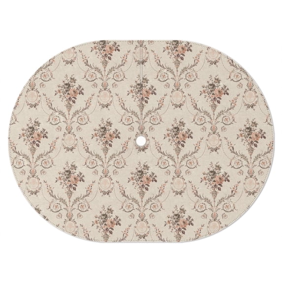 Outdoor Oval Waterproof Beige American Pastoral Tablecloth with Umbrella Hole and Zipper,Reusable Indoor/Outdoor Durable Table Cover for Patio, Party, Picnic 54 X 72 Inch