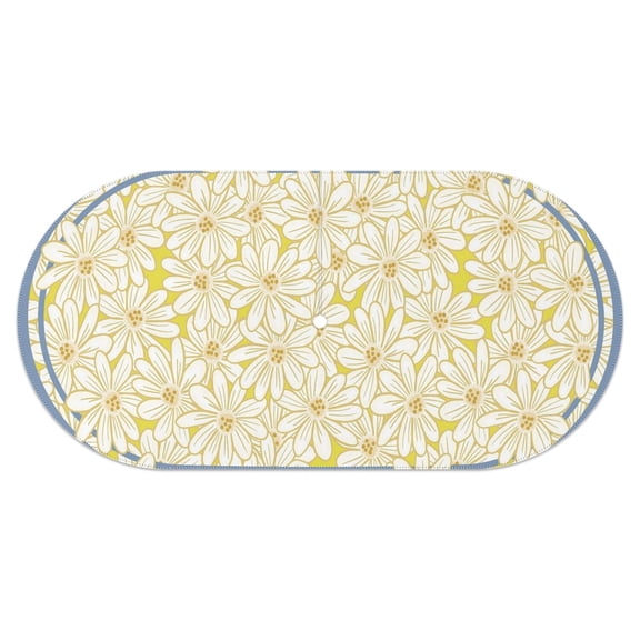 Outdoor Oval Waterproof Blue with Yellow Daisy Tablecloth with Umbrella Hole and Zipper,Reusable Indoor/Outdoor Durable Table Cover for Patio, Party, Picnic 60 X 120 Inch