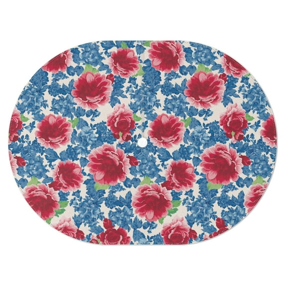 Outdoor Oval Waterproof Pioneer Pink Blue Rose Tablecloth with Umbrella Hole and Zipper,Reusable Indoor/Outdoor Durable Table Cover for Patio, Party, Picnic 54 X 72 Inch