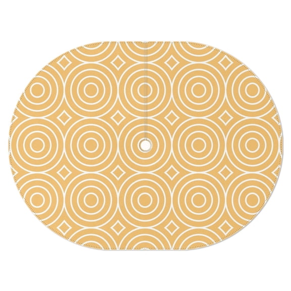 Outdoor Oval Waterproof Yellow Geometry Tablecloth with Umbrella Hole and Zipper,Reusable Indoor/Outdoor Durable Table Cover for Patio, Party, Picnic 54 X 72 Inch