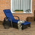 thumbnail image 1 of Outsunny Patio Wicker Chaise Lounge, PE Rattan Outdoor Lounge Chair with Cushion, Pillow, Height Adjustable Backrest & Wheels, Brown, 1 of 6
