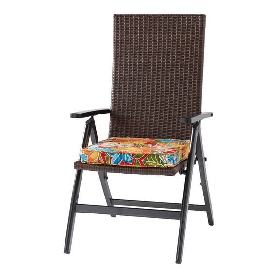 Outdoor PE Wicker Foldable Reclining Chair with Aloha Red Seat Cushion