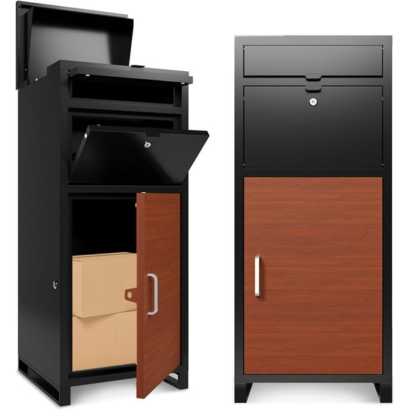 Outdoor Package Delivery Boxes, Courier Locker with Mechanical Lock,Floor Standing Parcel Locker, Size 36.6'' x 15.75''x 15.75'', Burglar Resistant Stopper, For Porch Curbside