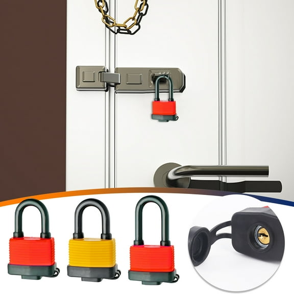 Outdoor Padlock | Heavy-Duty Rainproof Rustproof Lock | Stainless Steel Shielded Design | Brass Cylinder & Double Locking | Rubber Wrapped | Includes 1 Padlock & 2 Keys
