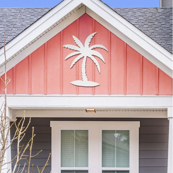 Outdoor Palm Tree Wall Art Beach House Decor  Tropical Palm Tree Sign  Weatherproof PVC Coastal Wall Hanging for Porch Patio or Poolside, 2 Foot