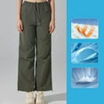 thumbnail image 1 of Outdoor Pants High Waist Stratght Leg with Drawstring Bottom (Green L), 1 of 3