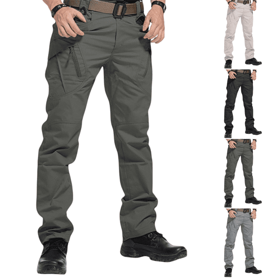 Outdoor Pants Mens Lightweight Ripstop Hiking Work Cargo Pants with Pockets Green M