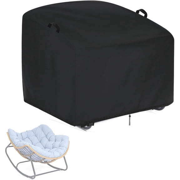 Outdoor Papasan Rocking Chair Cover, 46inch Patio Papasan Chair Cover Waterproof for Oversize Rocking Chairs and Rattan Wicker Chairs-46"L x 38"W x 19"H