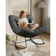 thumbnail image 1 of Outdoor Papasan Rocking Chair, Oversized Lounge Chair with Metal Frame, Patio Rattan Egg Rocker for Balcony Backyard Porch Bedroom, Grey, 1 of 7