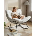 thumbnail image 1 of Outdoor Papasan Rocking Chair, Oversized Lounge Chair with Metal Frame, Patio Rattan Egg Rocker for Balcony Backyard Porch Bedroom, White, 1 of 7