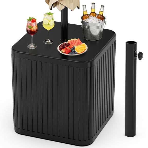 Outdoor Parasol Table Weather-Resistant Patio Dining Table with Umbrella Hole, Perfect for Garden, Deck, or Poolside