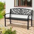 thumbnail image 1 of Dkeli 50"L Outdoor Park Bench Patio Garden Bench Metal Porch Bench 400 lbs Capacity for Yard, Work Entryway, Black, 1 of 7