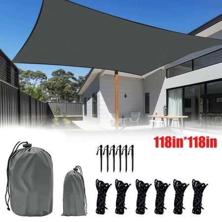 "Outdoor Party Sun Shade Sail, 90% UV Block Protection, 10' Square Orange-Dark Gray"