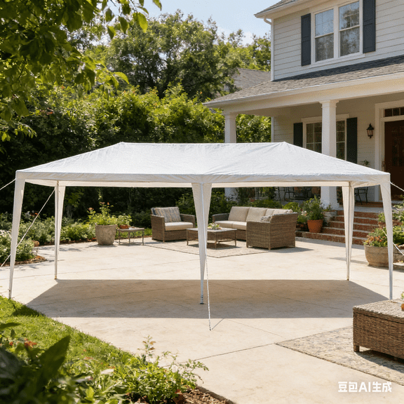 Outdoor Party Tent 20Ft White PE Cloth Iron Pipe Frame Waterproof Gazebo Wedding Event Canopy Heavy Duty Threaded Connection With Ropes Stakes Commercial Grade Portable Shelter Garden Patio