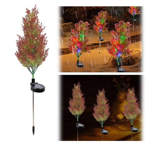 Outdoor Pathway Lights Solar Powered, Faux Cedar Stake Light, Waterproof Solar Garden Decor, 2 Pc