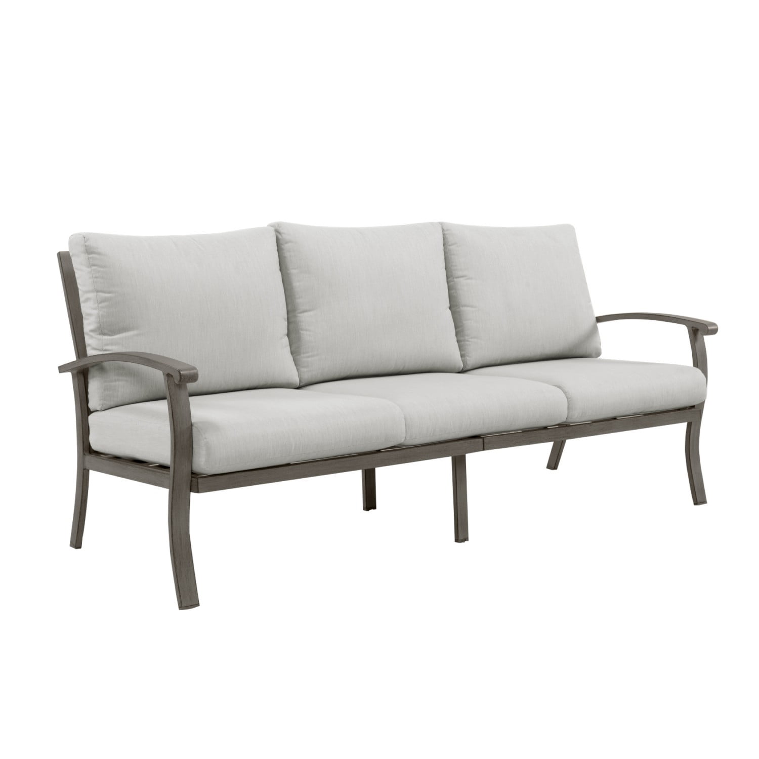 Outdoor Patio 3-Seat Sofa, Aluminum Couch with Thick Removable Cushions, All-Weather Backyard Furniture for Deck, Porch, Garden, Grey