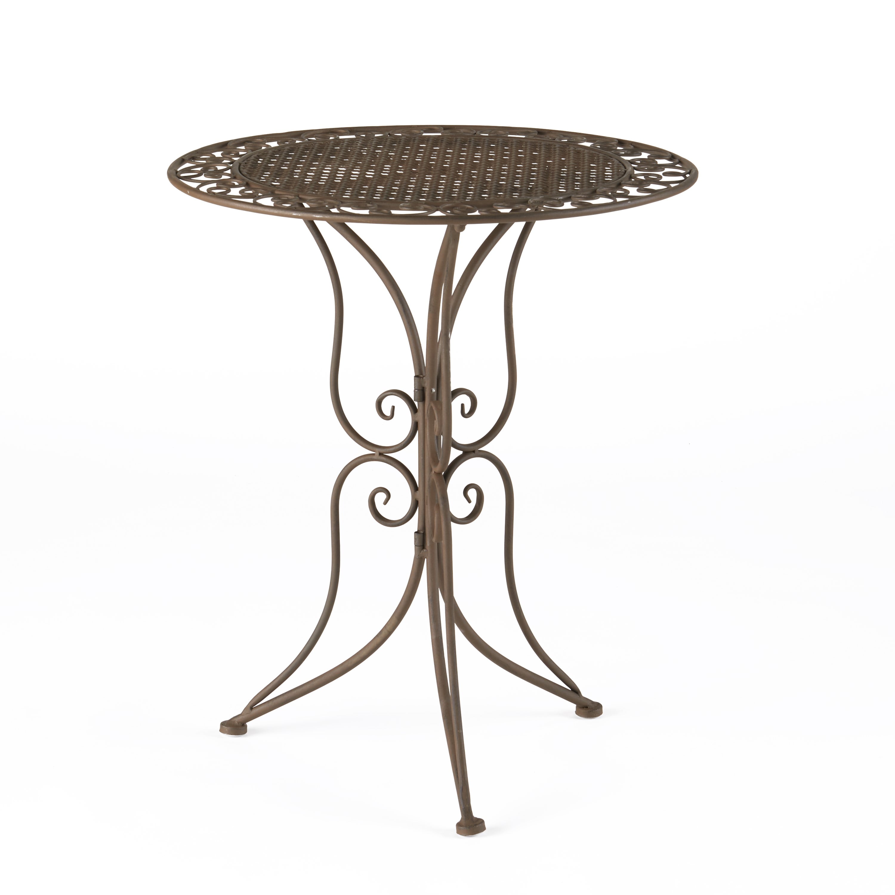 Outdoor Patio Accent Table with Distressed Finish Rusted Brown