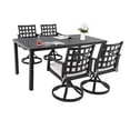 thumbnail image 1 of Modern Classic 5PC Outdoor Patio Dining Set, A Rectangular Table & Four Swivel Rock Dining Chairs, Cast Aluminum, Rust-Free, Textured Ember Black, Sunbrella Cushion, Weather-Resistant, for Garden, 1 of 8