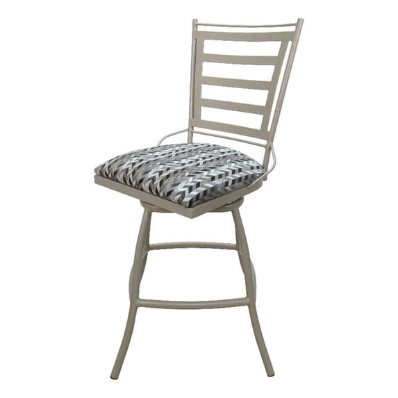 Outdoor Patio Armless 26" Bar Stool - Jenna - Gray Fabric - Beige Frame
