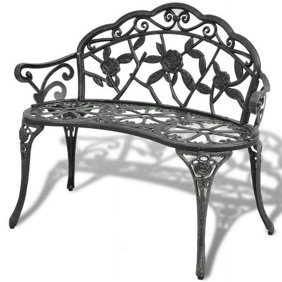 Outdoor Patio Bench Cast Aluminum, Green