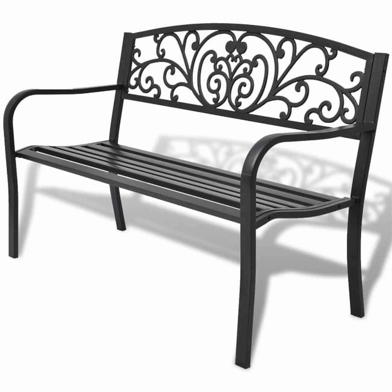 Outdoor Patio Bench Cast Iron, Black