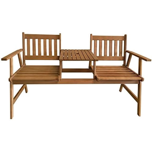 Outdoor Patio Bench Wood Garden Bench Park Bench Acacia Wood with Table for Pool Beach Backyard Balcony Porch Deck Garden Wooden Furniture$$Garden & Patio