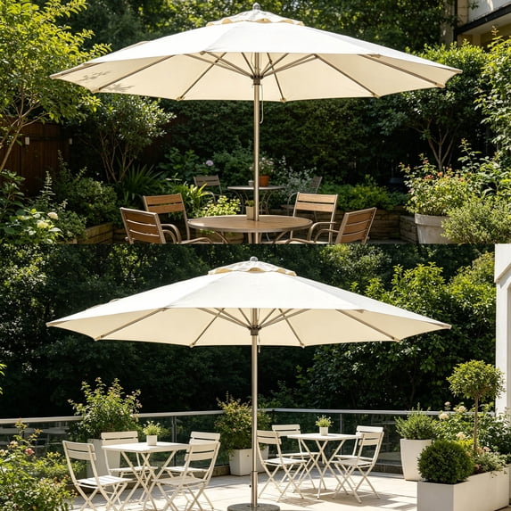 Outdoor Patio Cantilever Umbrella Replacement Canopy 10.83 Ft/8 Ribs, Cantilever Offset Patio Umbrella Fabric Cover Resistant Waterproof Shade For Table Pool