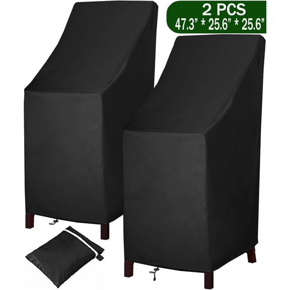 Outdoor Patio Chair Covers,Outdoor Lawn Patio Furniture Covers,FifthQuarter Lounge Deep Outdoor Seat Cover with Adjustable Drawstring and Storage Bag, Windproof, UV Protection 2 Pack, Black