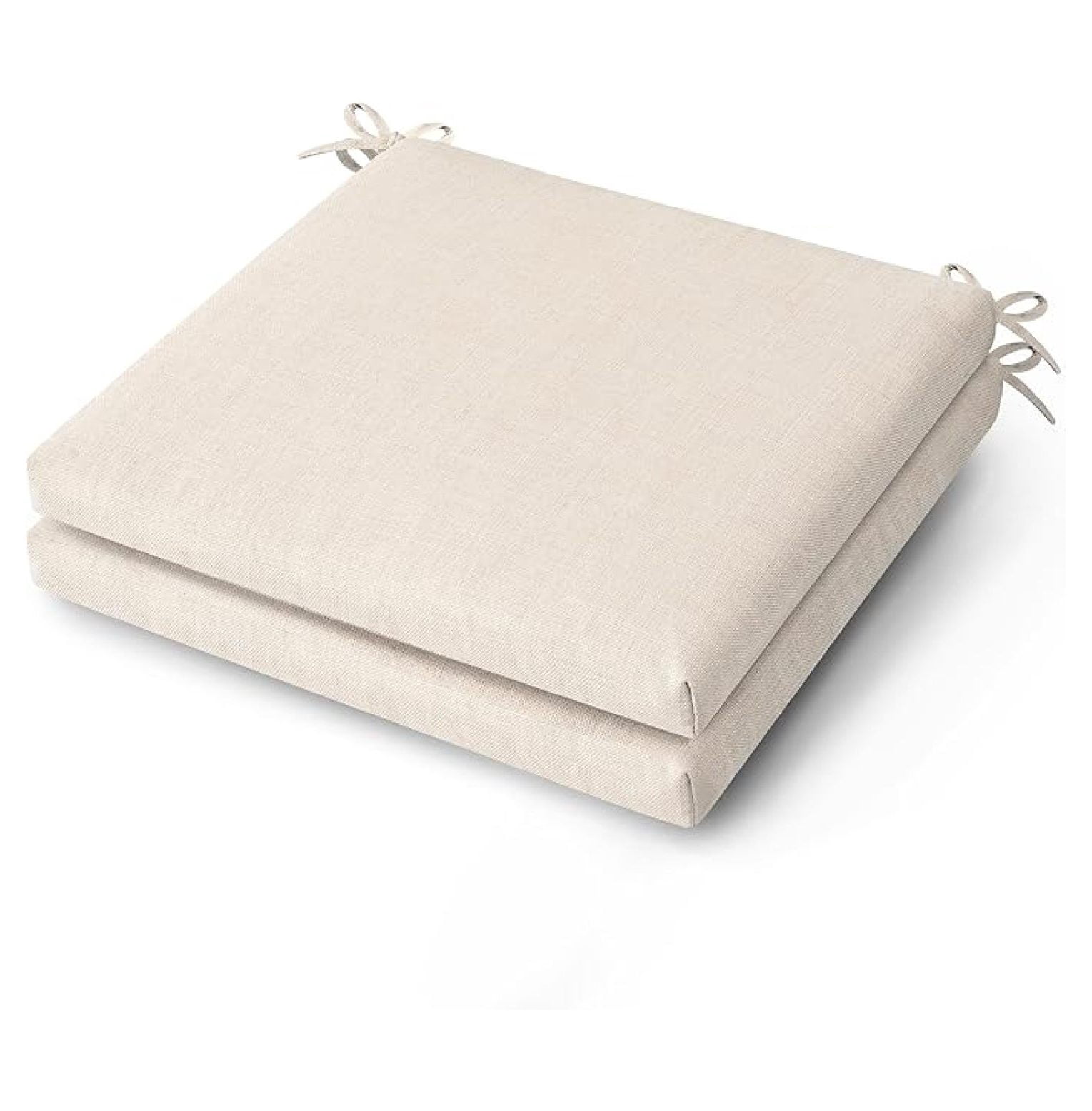 Outdoor Patio Chair Cushions Set of 2, Outdoor Seat Cushions for Patio Furniture Patio Chair Cushions with Zippers, Square Outdoor Chair Pads, Beige