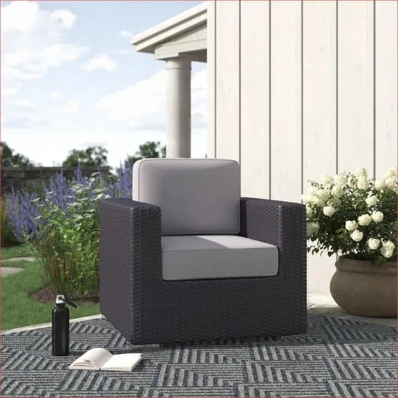Outdoor Patio Chair | Fully Assembled Modern Deep Seat, Weather Resistant with Cushions for Porch Deck | Wicker | Grey Mix