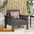 thumbnail image 1 of Outdoor Patio Chair, Wood Outdoor Chair with Water-resistant Cushion, Patio Chair Shutter-Styled for Patio, Gardern Backyard, Gray, 1 of 7