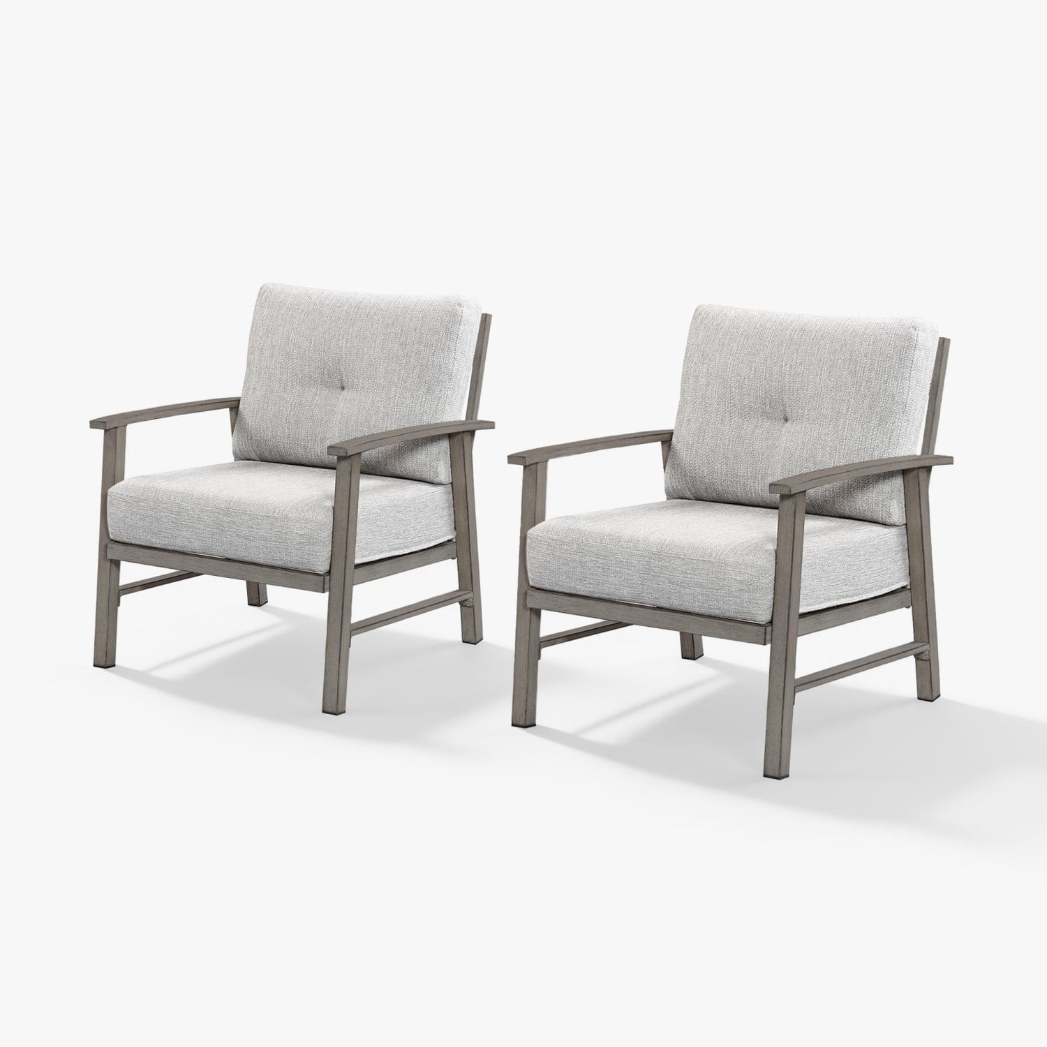 Outdoor Patio Chairs Set of 2, Aluminum Outdoor Armchairs with 5.9" Thick Cushions, All Weather Patio Conversation Chairs, Modern Outdoor Furniture for Garden, Backyard, Poolside, Porch, Dark Gray