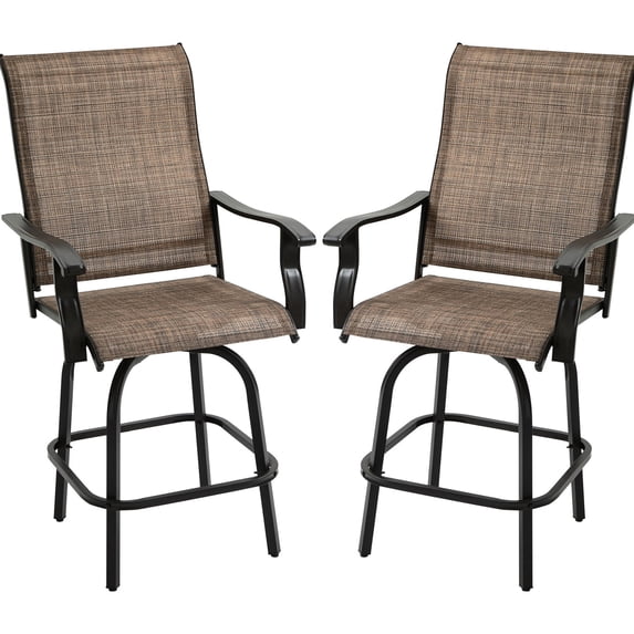 Outdoor Patio Chairs Set of 2 with Swivel and Armrests / Comfortable Seating for Balcony Enjoyment