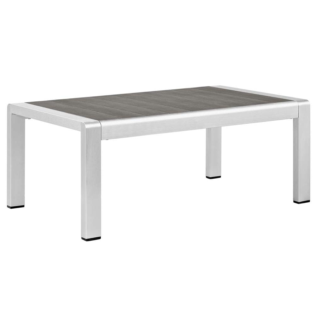 Shoreline Silver Gray Aluminum Outdoor Patio Coffee Table
