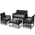 thumbnail image 1 of Clearance Patio Furniture Set, Segmart 4 Pieces Rattan Sofa Set Cushioned Sofa & Charis, Deck Porch Poolside Furniture Conversation Set for 4, Gray, 1 of 10