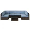 thumbnail image 1 of Outdoor Patio Conversation Sets, 7 Pcs Sectional Sofa Set, Rattan Wicker Patio Furniture Sets for Yard Deck Balcony, Free Combination Cushioned Sofa Set W/ Table for Outside, Navy Blue, 1 of 8
