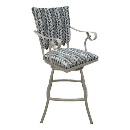Outdoor Patio Counter Swivel Stool Jenna 26" Seat - Gray Fabric - Beige Frame