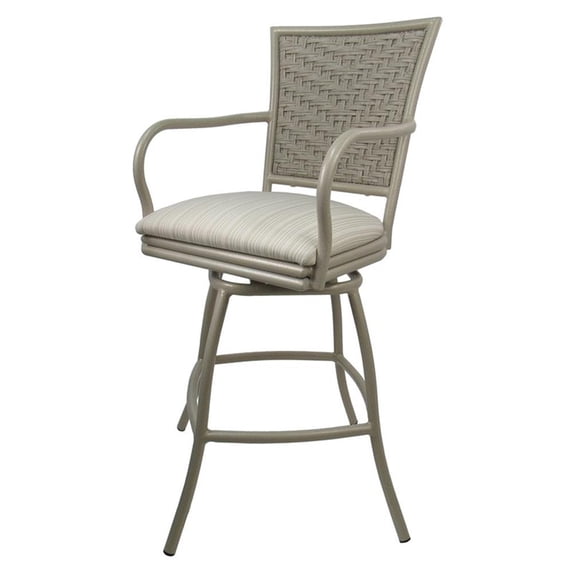 Outdoor Patio Counter Stool 26" Seat - Erin - Valley Linen Cream Fabric - Beige